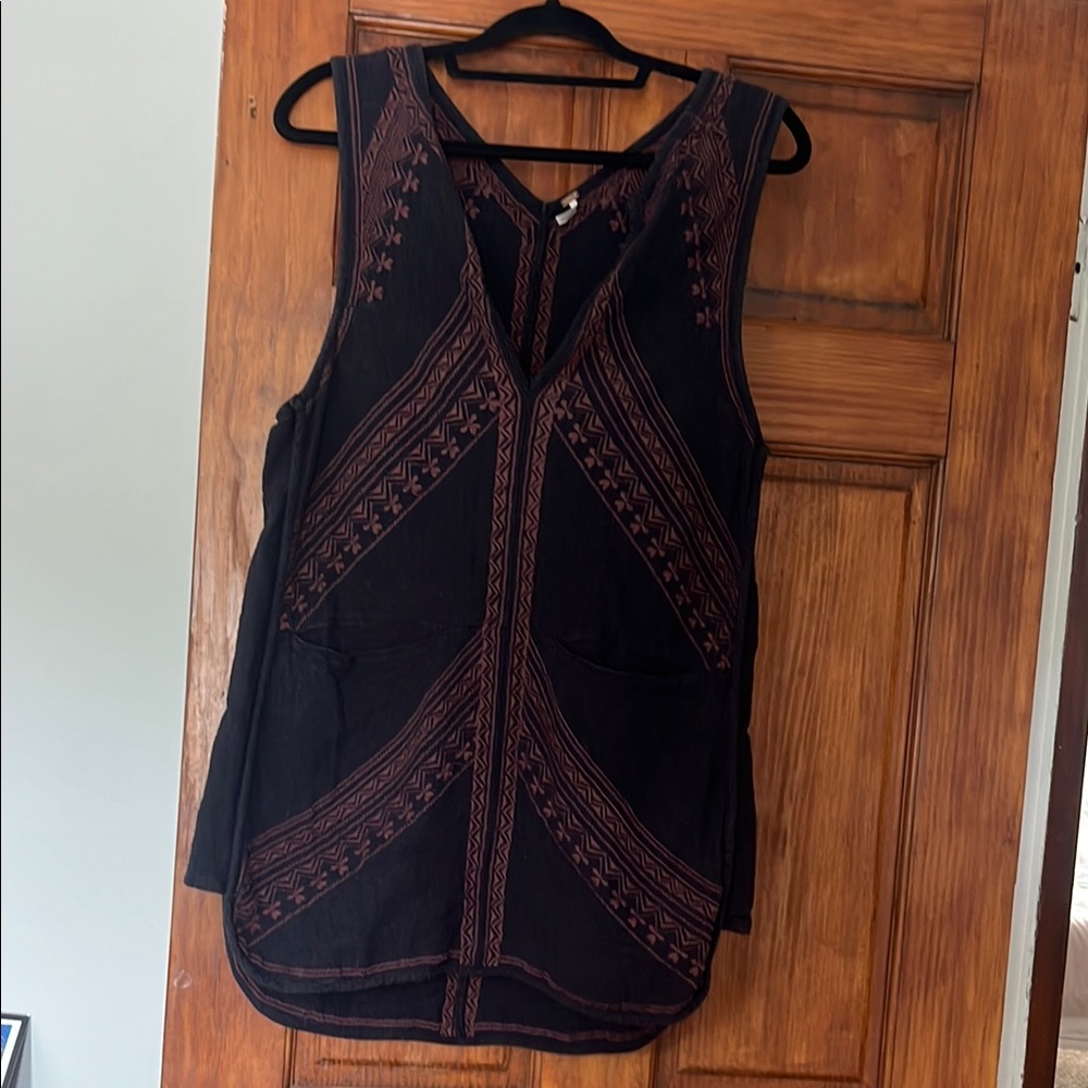 Free People Black and Red Sleeveless Mini Dress